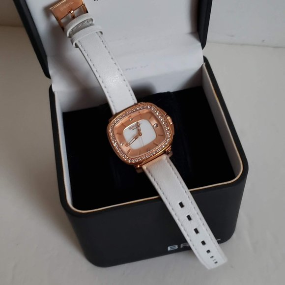 NIB BREIL MILANO Watch Swarovski Crystals Rose Gold white Leather Band TW1318 main image 4